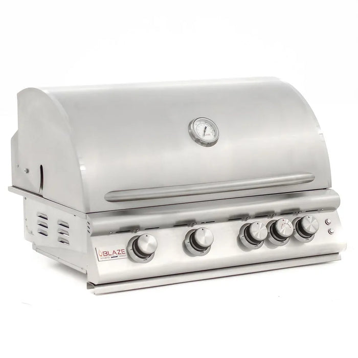 An angled view of the LTE Marine Grade Burner Grill