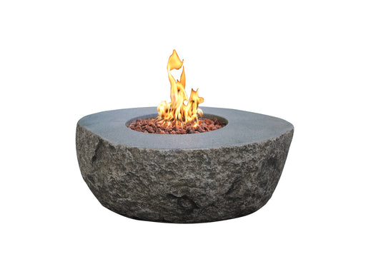 Boulder Fire Table with rocks on flame