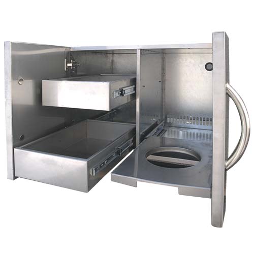 Cal Flame 30-Inch Door & Drawer Combo BBQ11840P-30 door and drawer opened in white background