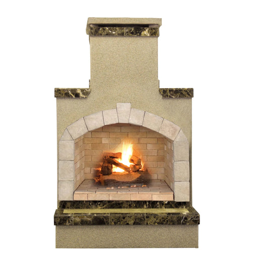 Cal Flame Outdoor Fireplace with Hearth fireplace in white background