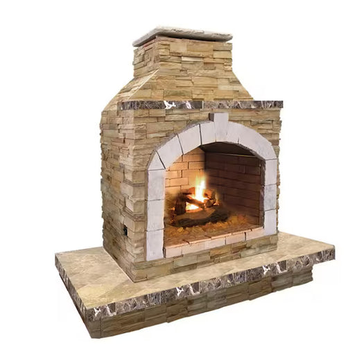 Cal Flame 72-Inch Outdoor Fireplace in white background