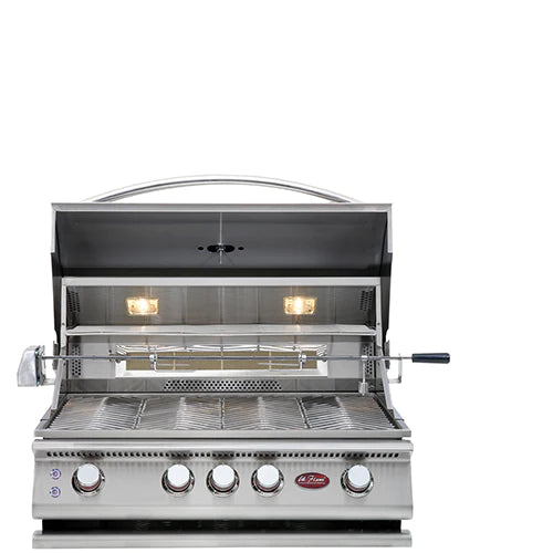 Stainless Built-in Convection Propane Grill with lights on top