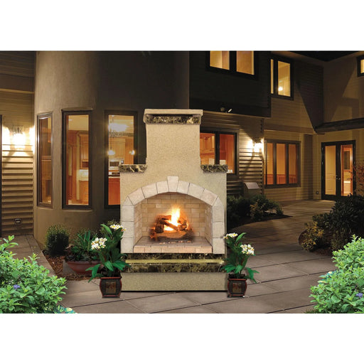 48-Inch Outdoor Fireplace with Hearth fireplace outside a house