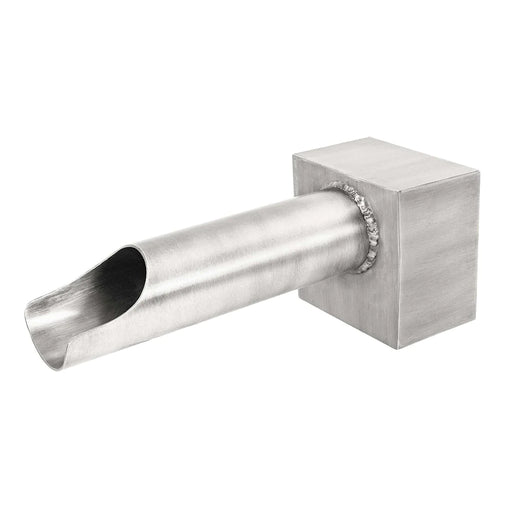 Stainless steel 2-inch cannon scupper by The Outdoor Plus with a minimalist square wall plate and smooth spout design.