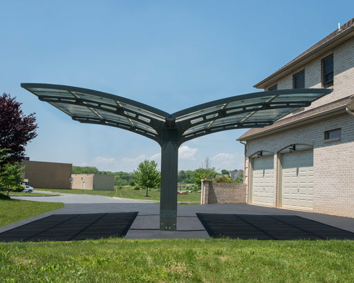 Canopia Arizona Wave Double Carport Wing-Style Solar_Grey_Wings_placed by the garage