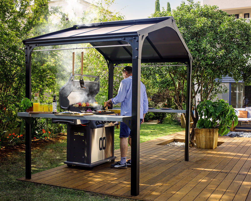 Canopia Austin 6' x 8' Grill Gazebo used in garden cooking