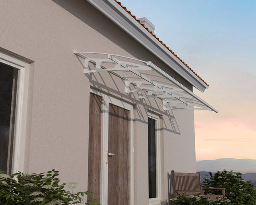 Canopia Bordeaux 4460 15' x 4' Awning - White/Clear installed