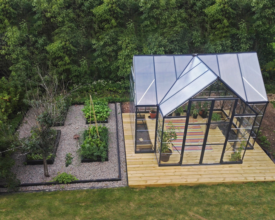 Canopia Chalet 12' x 10' Greenhouse Grey_Clear_by the garden