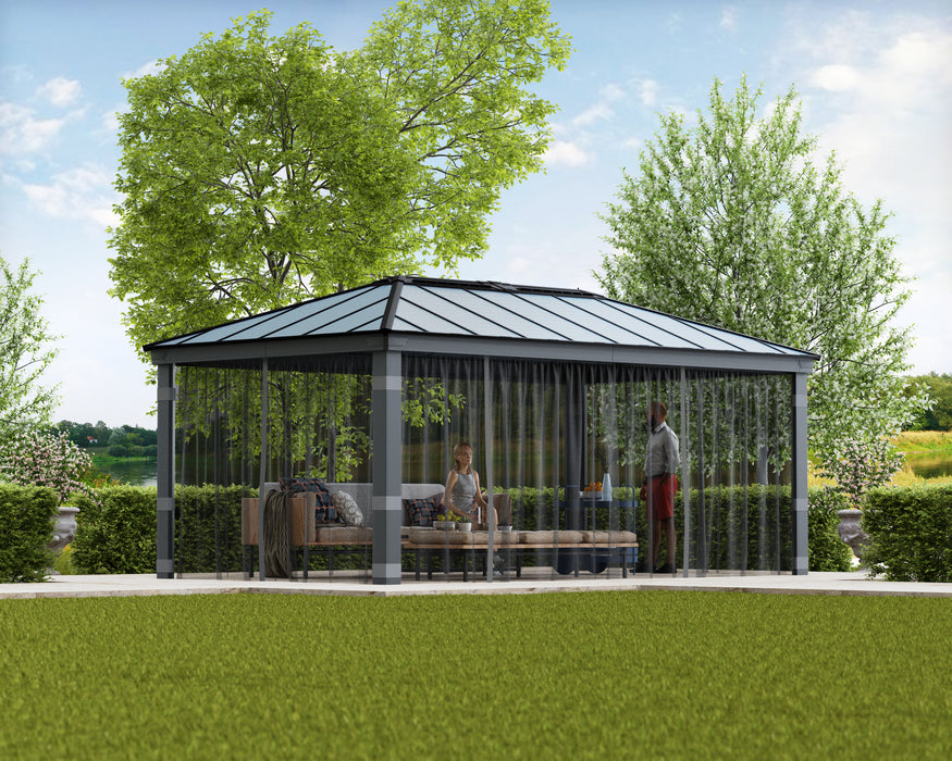 Canopia_Garden_Gazebos_Dallas_6100_Netting_Set_Main in the patio with people