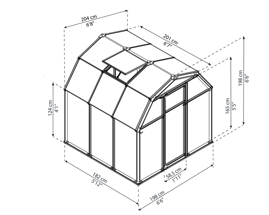 Canopia_Greenhouses_EcoGrow_6x6_Green_Dimensions