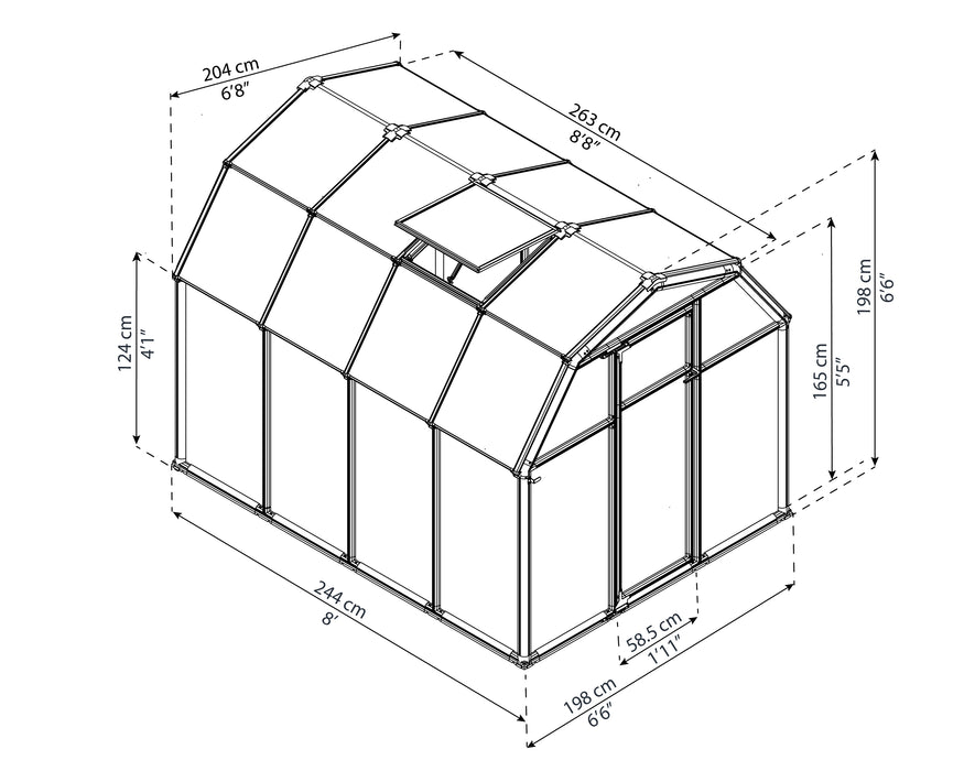 Canopia_Greenhouses_EcoGrow_6x8_Green_Dimensions