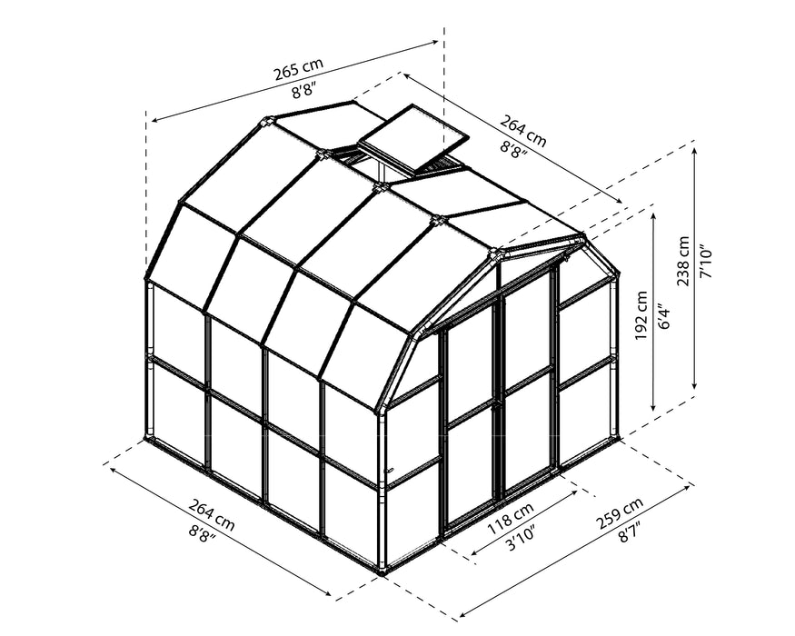 Canopia_Greenhouses_Grand_Gardener_Clear_TW_8X8_Dimensions_