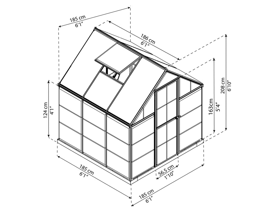 Canopia_Greenhouses_Hybrid_6x6_Dimensions
