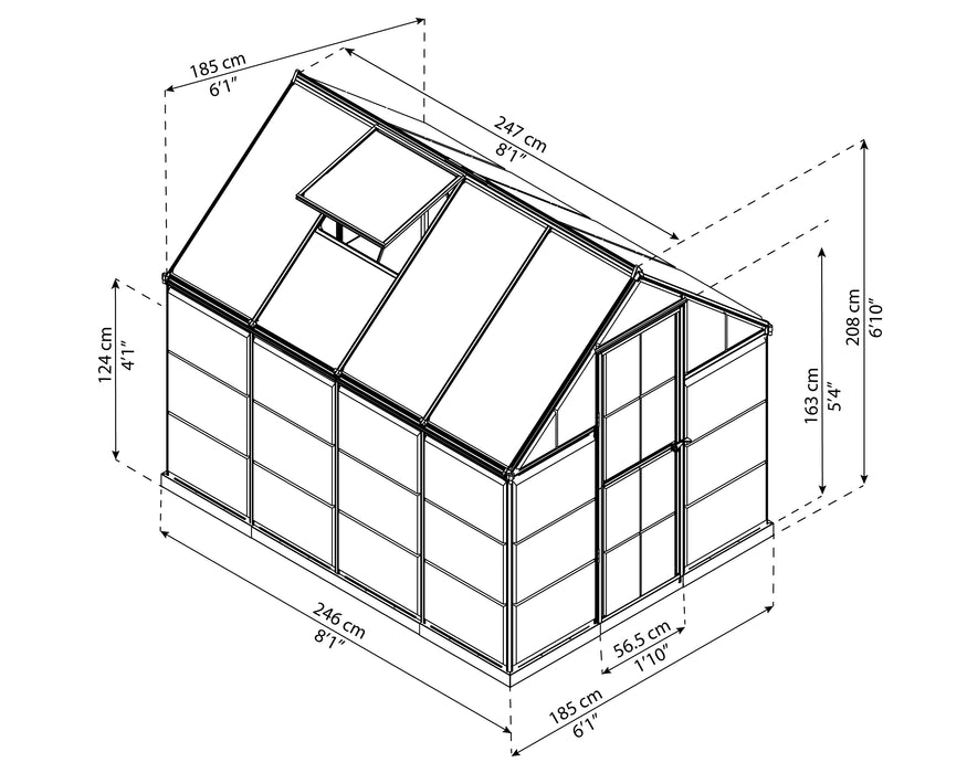Canopia_Greenhouses_Hybrid_6x8_Dimensions