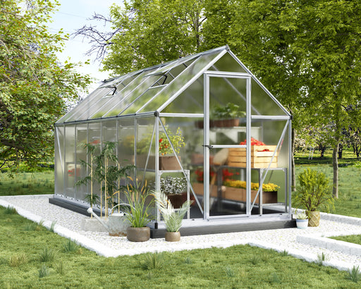 Garden setting of the Canopia Mythos 6' x 14' Greenhouse - Silver