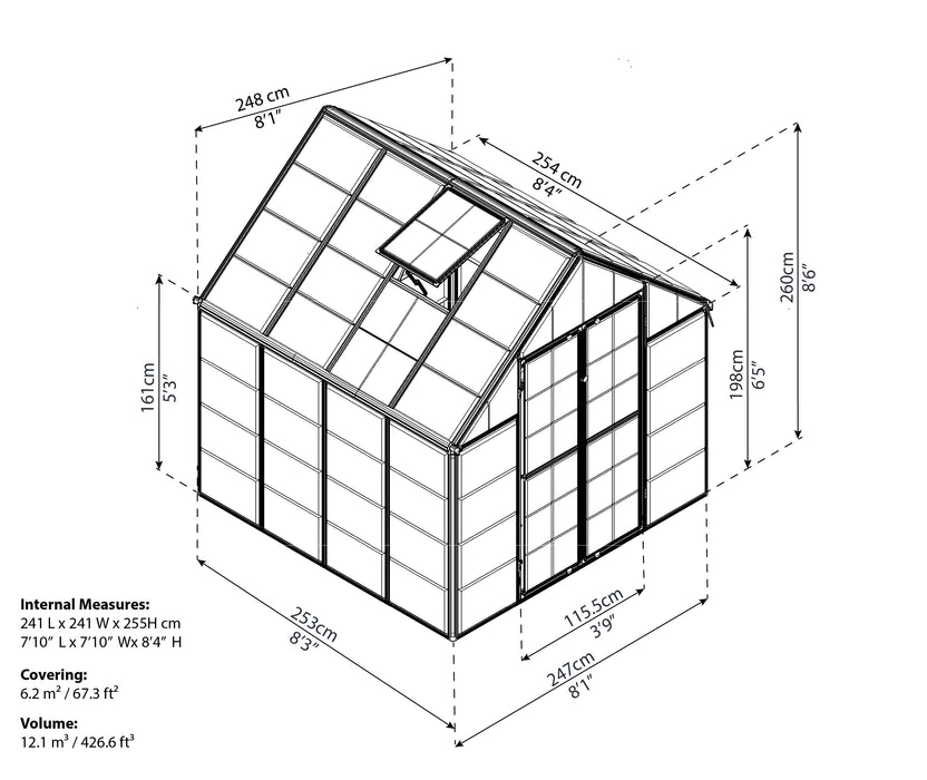 Canopia_Greenhouses_Snap_Grow_8x8_Dimensions