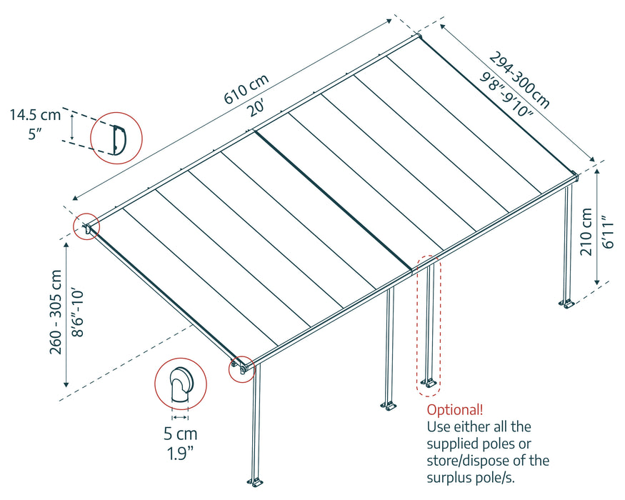 Canopia_Patio_Covers_Feria_10x20_3x6_Dimensions