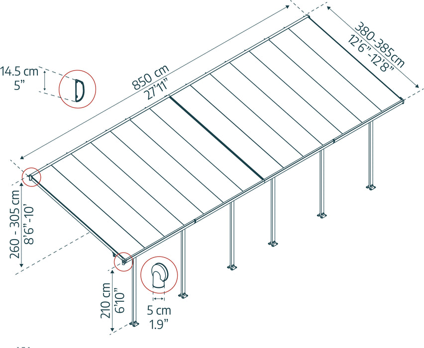 Canopia Feria 13' Patio Cover - White/Clear