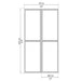 Technical drawing of Canopia SanRemo screen door showing detailed dimensions in centimeters and inches.