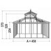 Technical sketch of a large cupola Victorian cathedral greenhouse measuring 15x20 ft, with marked dimensions for architectural planning.