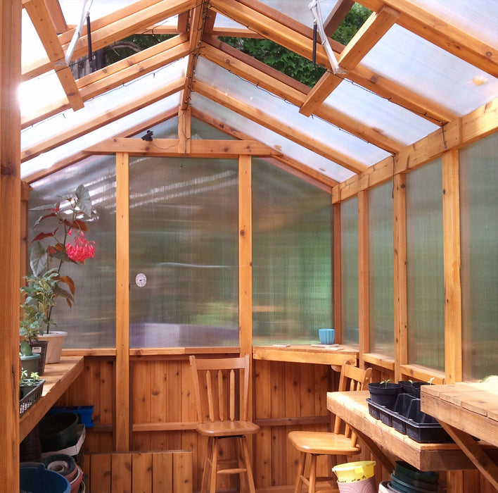 inside view of Cedar Greenhouse 8×12