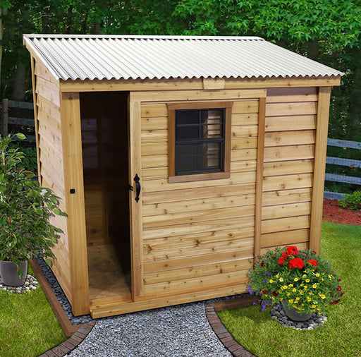 Backyard wooden SpaceSaver 8x4 shed with robust metal roofing