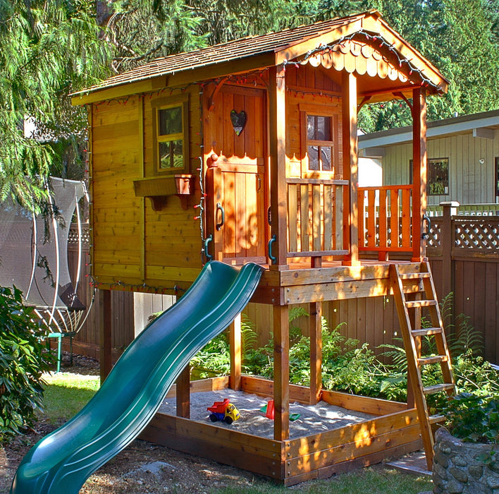 on a backyard-6x9 Sunflower Playhouse & Sandbox