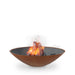 Elegant Arteflame Classic 40 inch fire pit crafted from weathering steel, lit with wood.