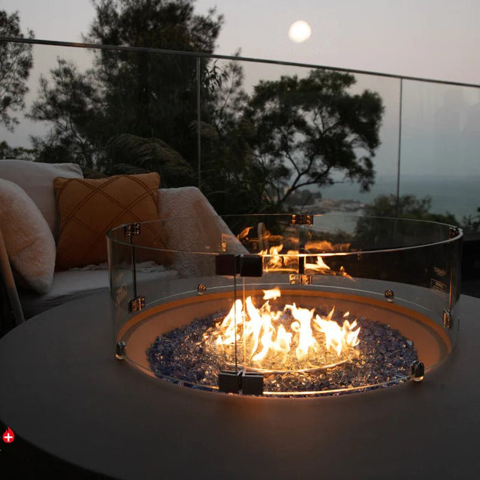 Elementi Plus Concrete Fire Pit Table with wind screen