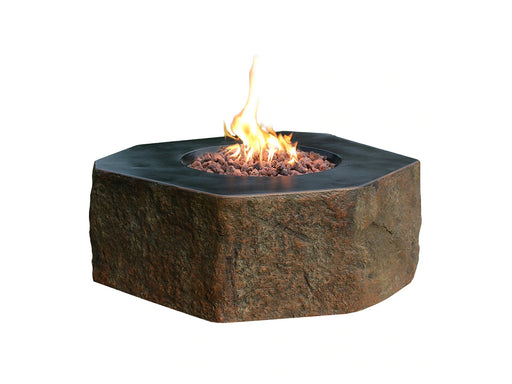Elementi Columbia Fire Table with rocks on flames