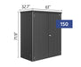 The Biohort Equipment Locker 150 with its Dimensions.