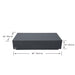 Dimensions for the Elementi Colorado Series rectangle coffee table in slate black, showcasing length, width, and height.