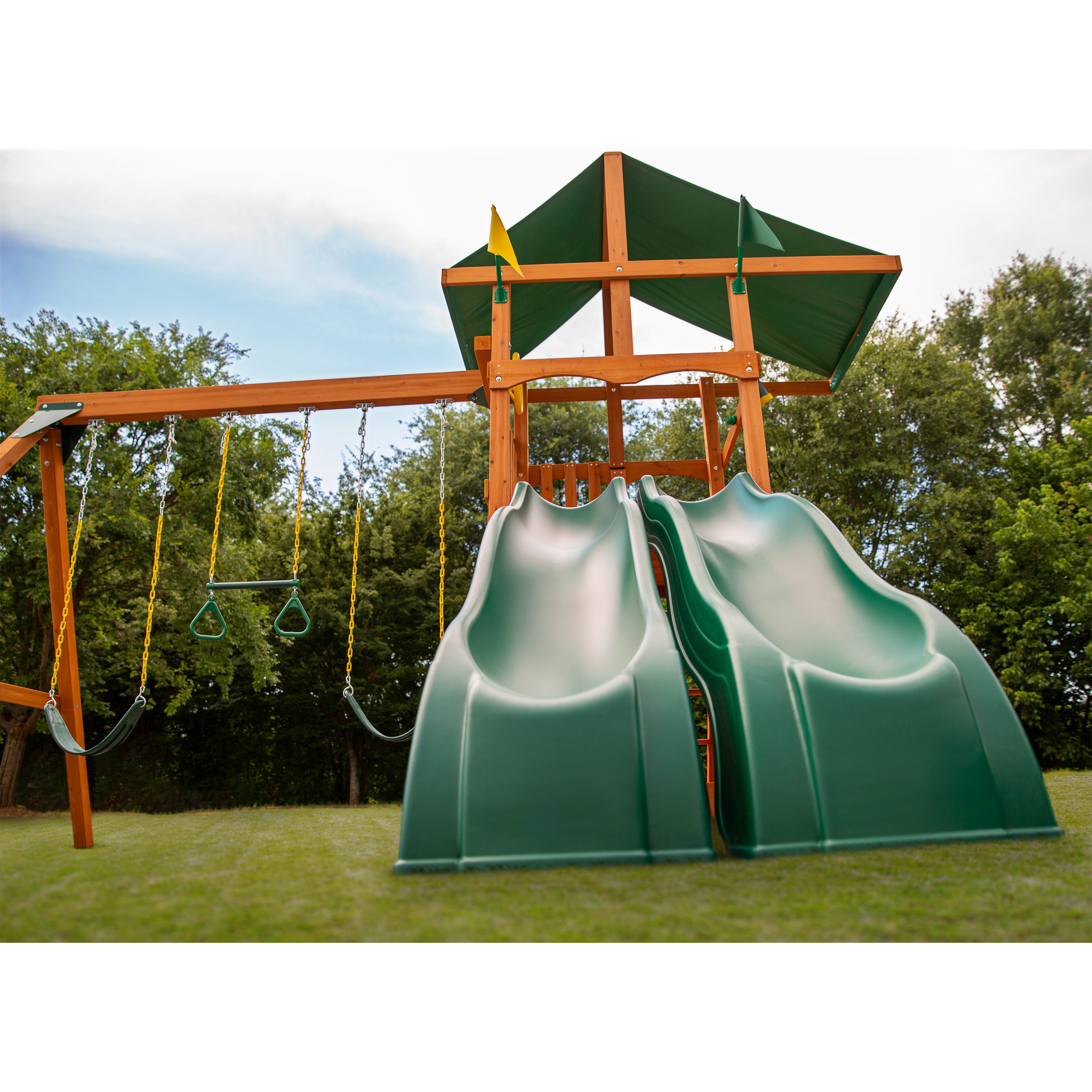 Gorilla Playsets Outing Dual Slides Swing Set Perfect Backyard Fun