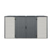 Duramax Sidemate 10'x 4' vinyl resin storage shed in grey and beige, with double doors.