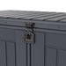 Close-up of the Duramax 2100L MultiStore Outdoor Storage Box's secure locking mechanism, ensuring your stored items remain safe and protected.