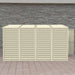 Duramax 4x10 ft Sidemate Vinyl Resin Outdoor Storage Shed with Foundation Kit front view side door opened