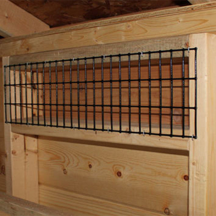 Detailed image of the predator-resistant wire mesh window of the EZ-Fit Portable 3x4 Chicken Coop, providing ventilation and security.