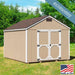 EZ-Fit Sheds Craftsman Storage Shed - Economy Model with Double Doors, Brown Roof, and Beige Panels, Made in the USA