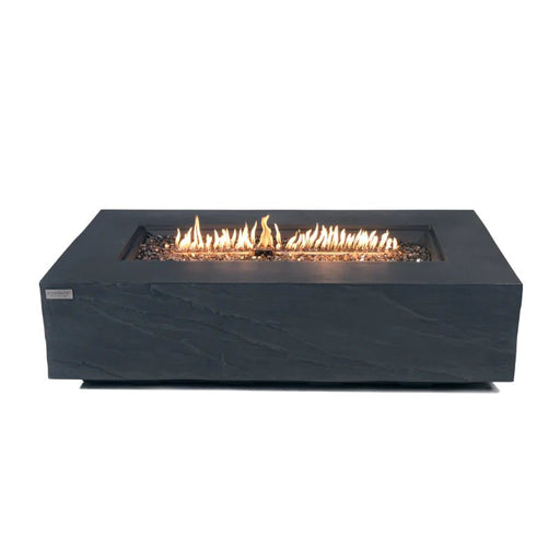 Cape Town Rectangular Concrete Fire Pit Table with flaming rocks