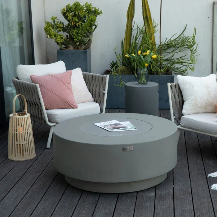 Elementi Plus Colosseo Round Fire Pit Table closed lid