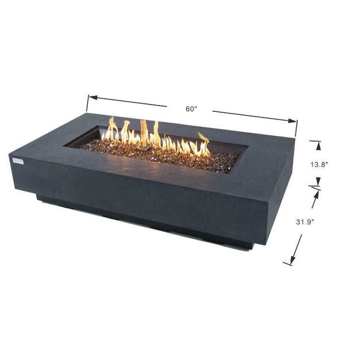 Elementi Plus Positano Rectangular Concrete Fire Pit Table dimensions
