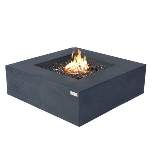 Elementi Plus Roraima Square Concrete Fire Pit Table with fire glass