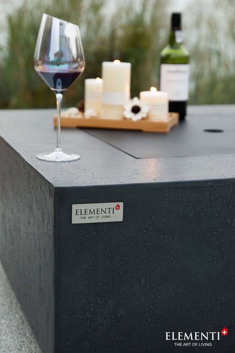 Elementi Plus Label on Bergen Fire Table