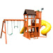 Outdoor wooden playset without kids