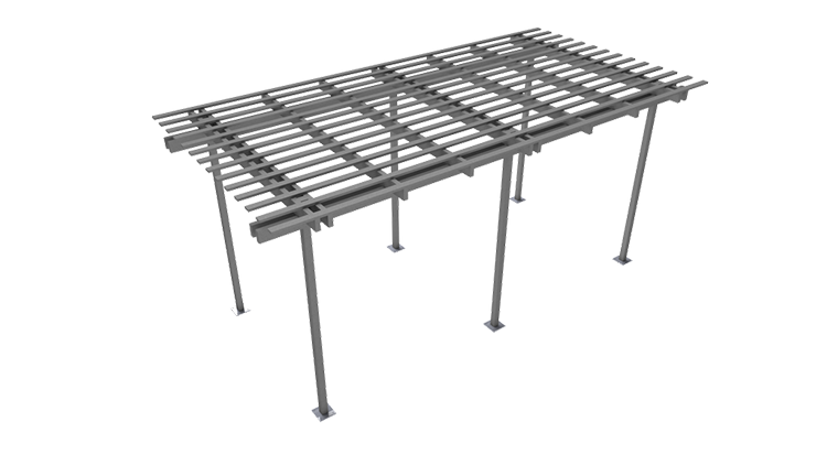 Four Seasons Outdoor Living Solutions Free-Standing Pergola - 40lb Snowload Top Left Side View in a transparent background