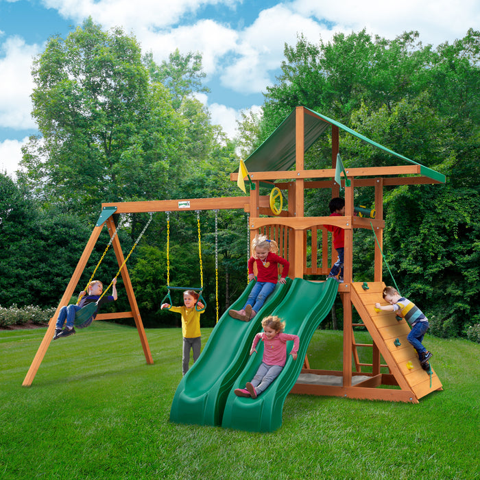 Gorilla Playsets Outing Dual Slides Swing Set Perfect Backyard