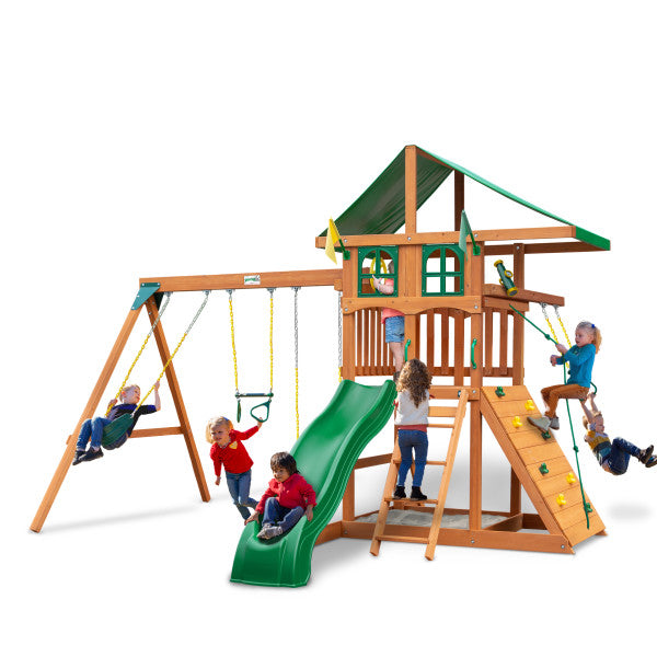 Treehouse- Outing With Trapeze Bar Swing Set with children