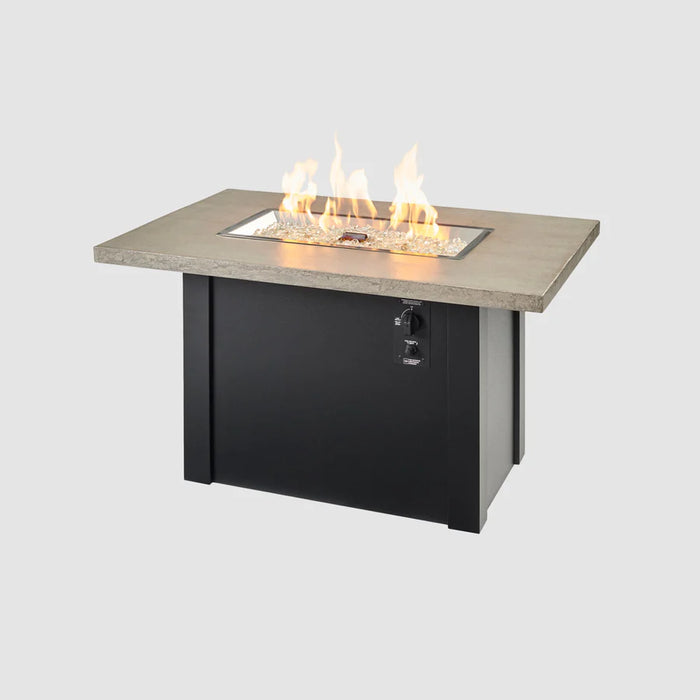 HWPB-1224-K Main product image of the Fire Pit Table with flames, showcasing the overall design and ambiance.