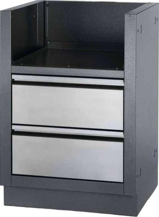 Angled view of the Napoleon Grills Oasis™ Under Grill Cabinet showing the cabinet's depth