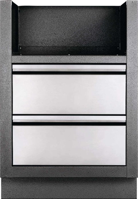Frontal view of the Napoleon Grills Oasis™ Under Grill Cabinet featuring three drawers with stainless steel fronts.